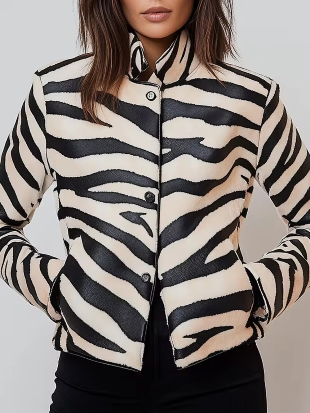 Women's Black & Cream Zebra Print Jacket